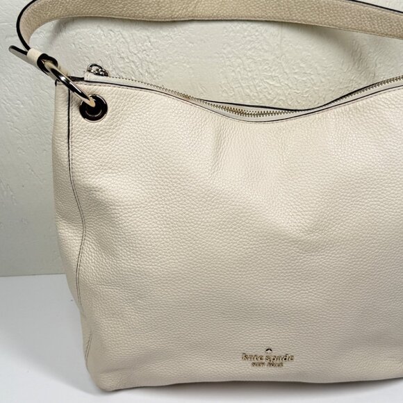 Kate Spade Kat Shoulder Bag Off White Pebbled Leather Slouchy Hobo - Picture 3 of 14